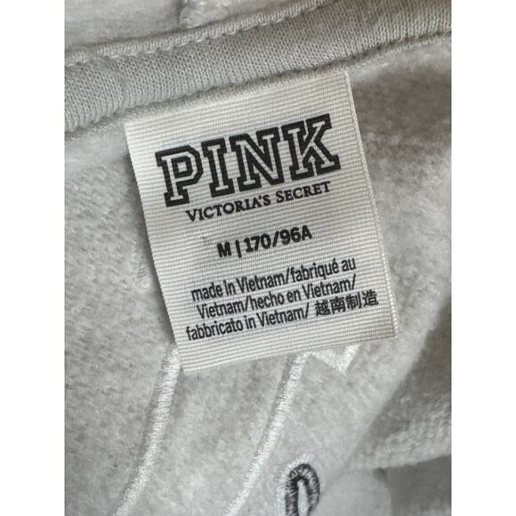 Victoria Secret Love Pink Gray Pastel Full Zip Hoodie Sweatshirt Womens Medium - Picture 6 of 8